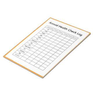 Bloco De Notas Registro de Verificação Anual de Saúde