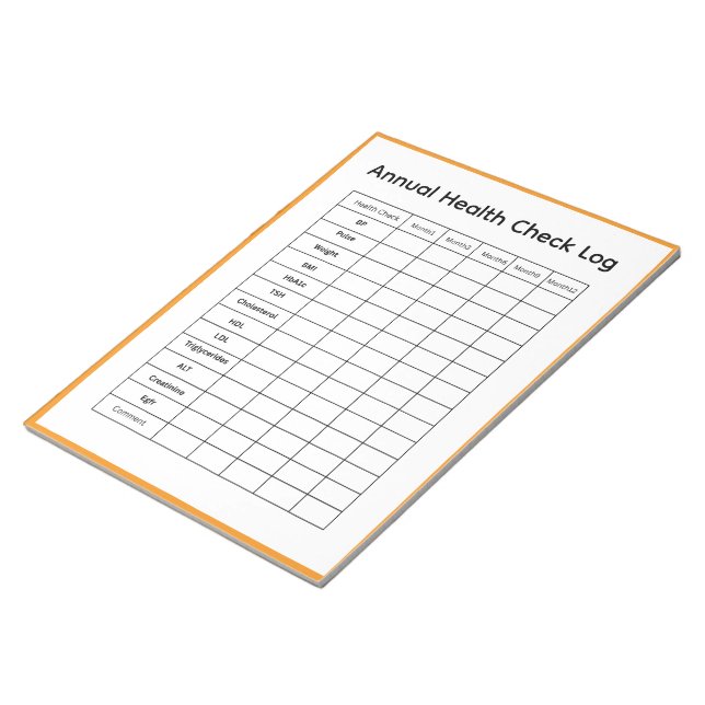 Bloco De Notas Registro de Verificação Anual de Saúde (Inclinado)