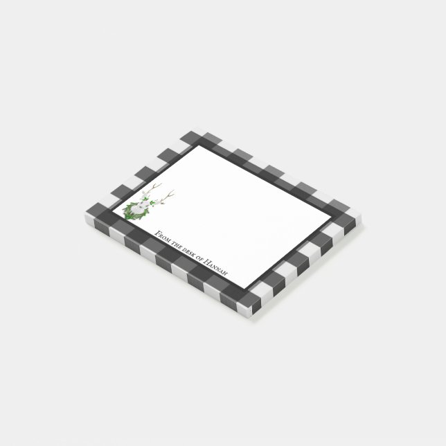 Bloco De Notas Reindeer Festivo Buffalo Xadrez Personalizada (Inclinado)