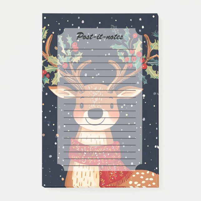 Bloco De Notas Reindeer Starry Natal Twinkle Night (Frente)