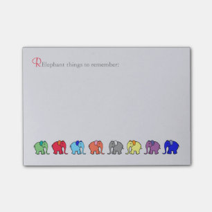 Bloco De Notas "RElephant para recordar" o arco-íris coloriu