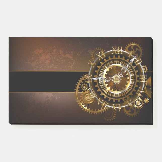 Bloco De Notas Relógio a vapor com engrenagens antigas (Frente)