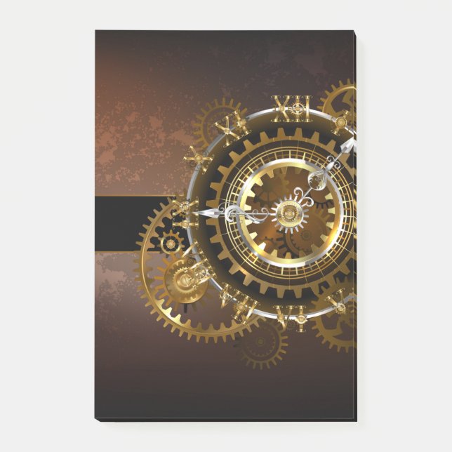 Bloco De Notas Relógio a vapor com engrenagens antigas (Frente)