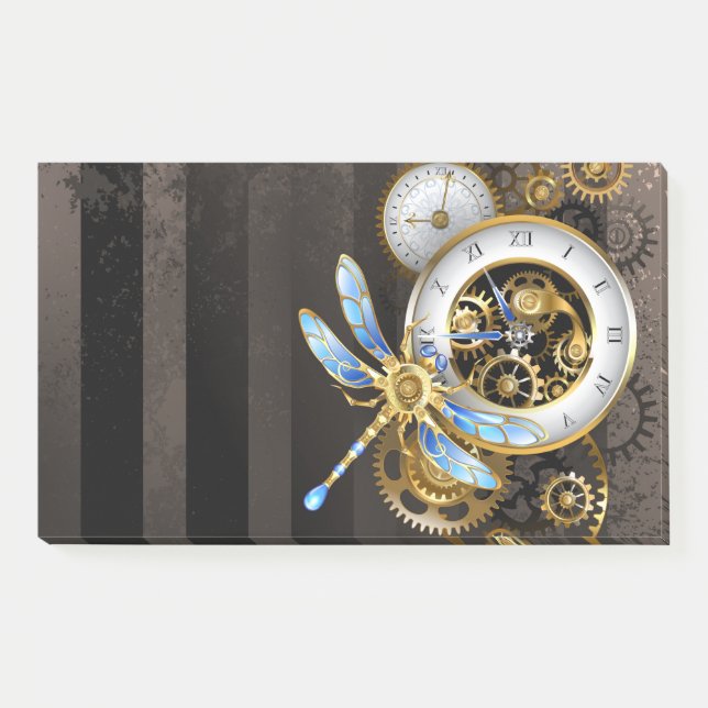 Bloco De Notas Relógio Steampunk com Dragonfly Mecânica (Frente)