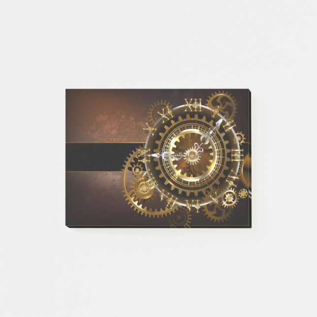Bloco De Notas Relógio steampunk com engrenagens antigas (Frente)