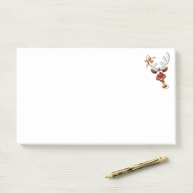Bloco De Notas Rena de Natal Engraçada Espiando Meme de Natal (Na mesa)
