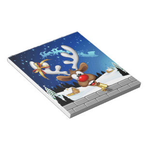 Bloco De Notas Rena Fofa Espiando Meme de Natal
