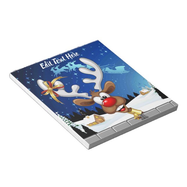 Bloco De Notas Rena Fofa Espiando Meme de Natal (Inclinado)