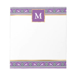 Bloco De Notas Renda de Natal Roxa Personalizada Fair Isle