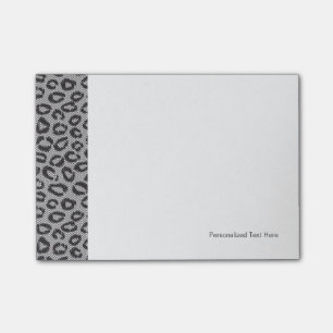 Bloco De Notas rendas de rede pretas com padrão-leopardo em branc