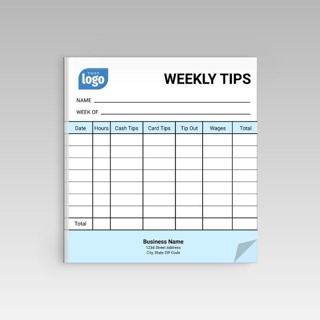 Bloco De Notas Restaurant Weekly Mini Tips Tracker Notepad (Criador carregado)