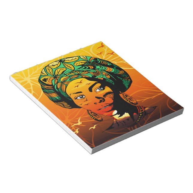 Bloco De Notas Retrato de Mulher Africana com Sunset (Inclinado)