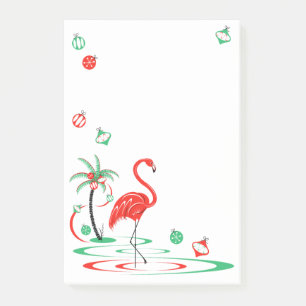 Bloco De Notas Retrato Flamingo Baubles de Natal Vermelho