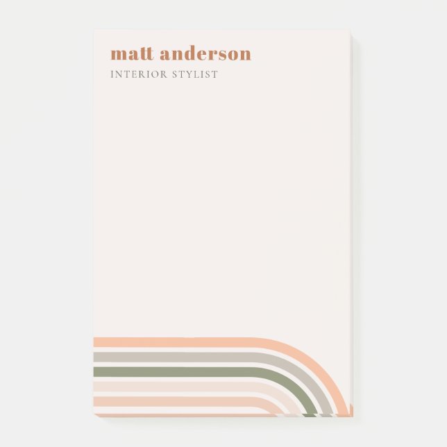 Bloco De Notas Retro Arco-Íris Deserto Dusky Bold Rust (Frente)