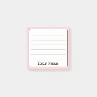 Bloco De Notas Retro Cor-de-Rosa Esbranquiçada Adicionar Seu Nome