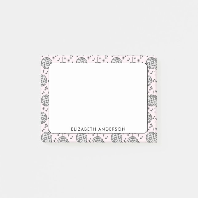 Bloco De Notas Retro Disco Ball Pink Patterly Girly (Frente)
