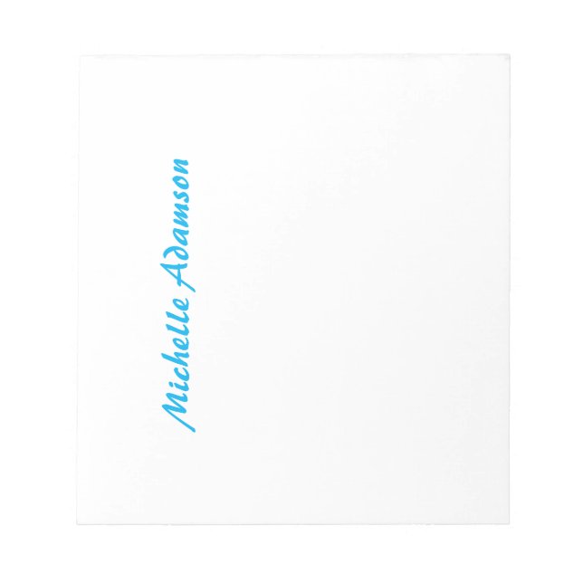 Bloco De Notas Retro Elegante Simples Azul Céu Branco (Frente)