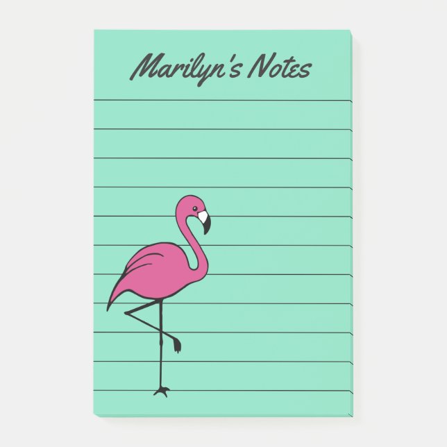 Bloco de Notas Retro Flamingo Presente de Post It (Frente)
