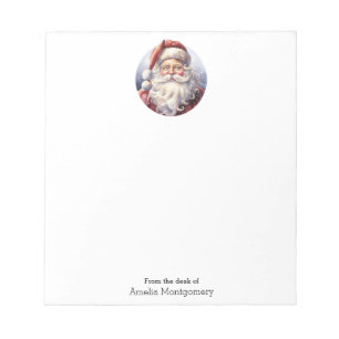 Bloco De Notas Retro Papai Noel num Natal Red Hat