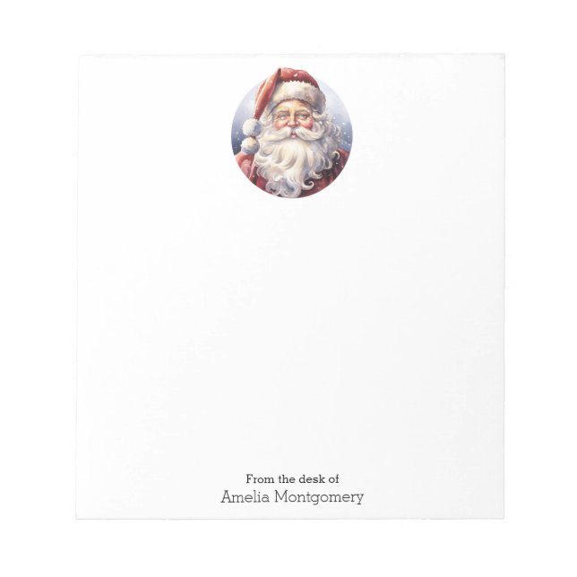 Bloco De Notas Retro Papai Noel num Natal Red Hat (Frente)
