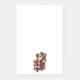 Bloco De Notas Retro Papai Noel Sentado em Cadeira de Natal