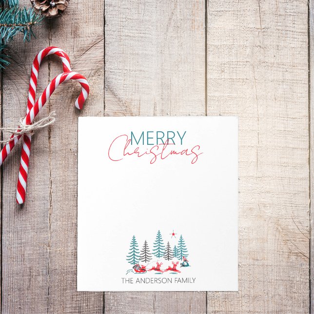 Bloco De Notas Retro Papais noeis Reindet Winter Forest Christmas (Criador carregado)