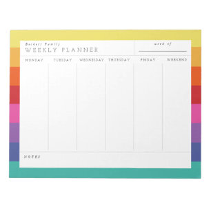 Bloco De Notas Retro Rainbow Family Weekly Planner Notepad