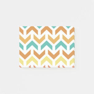 Bloco De Notas Retro Setas Chevron Laranja Turquesa Dourado
