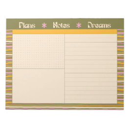 Bloco De Notas Retro Spring Hand Drawn Striped Plan and Dream