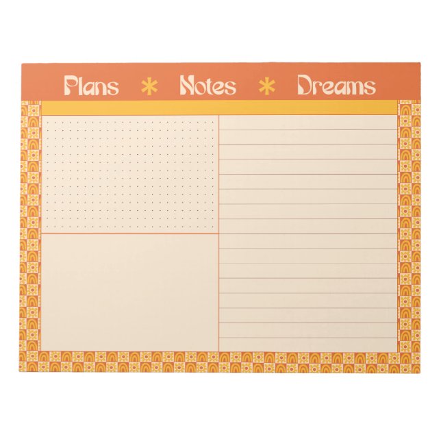 Bloco De Notas Retro Spring Mão Desenhada Plano de Sol e Sonho (Frente)
