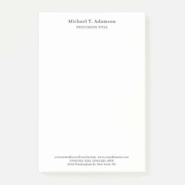 Bloco De Notas Retro Style Elegant Plain Simple White (Frente)