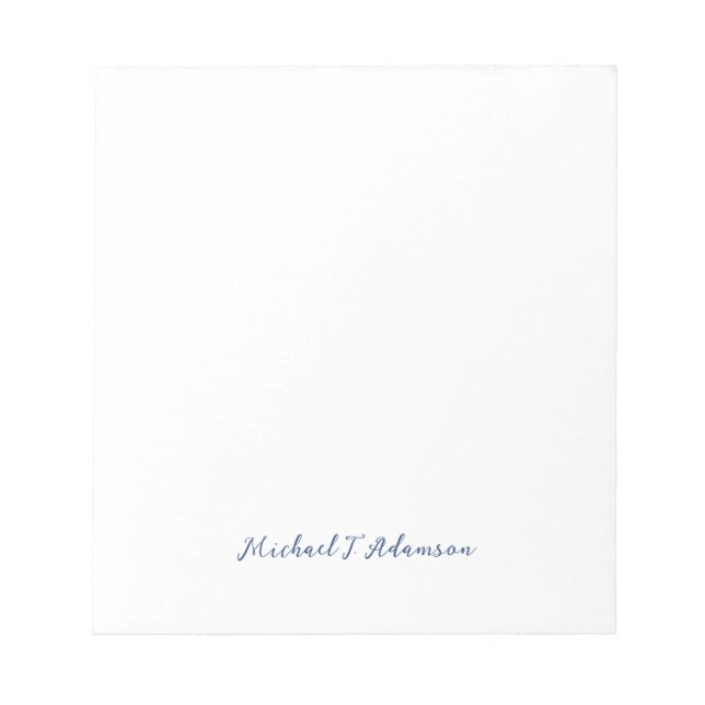 Bloco De Notas Retro Style Elegant Plain White Calligraphy Name (Frente)