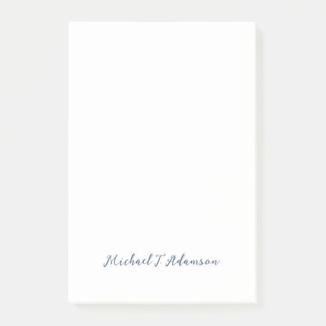 Bloco De Notas Retro Style Elegant Plain White Calligraphy Name (Frente)
