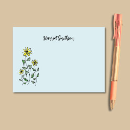 Bloco De Notas Retro Wildflowers Personalized Pastel Sky Blue