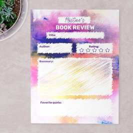 Bloco De Notas Revisão do Livro de Aquarelas Puras, Cor-de-rosa,