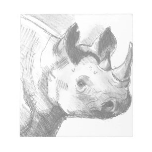 Bloco De Notas Rhino Rhinoceros Pencil Desenho