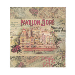 Bloco De Notas Rico de Vintage com Monge Colage Monte Carlo Viage