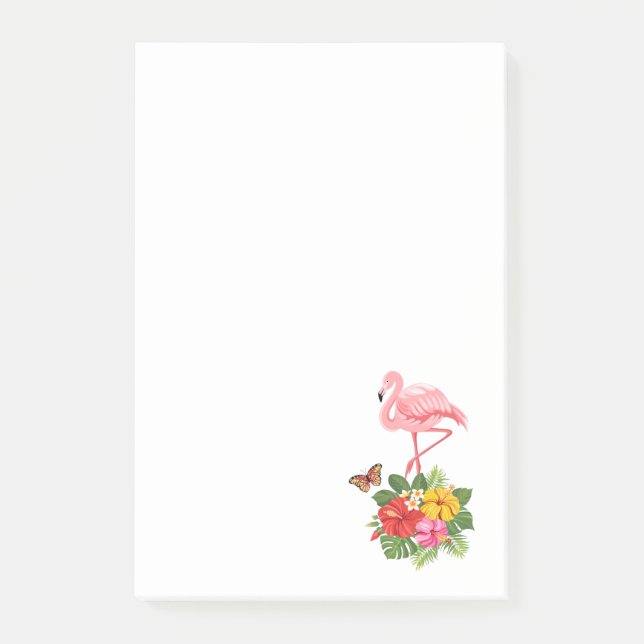 Bloco De Notas Rico rosa Flamingo e Hibiscus Tropical (Frente)