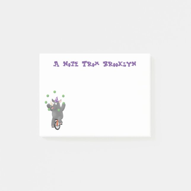 Bloco De Notas Rinoceronte giro e engraçado fazendo malabarismo e (Frente)