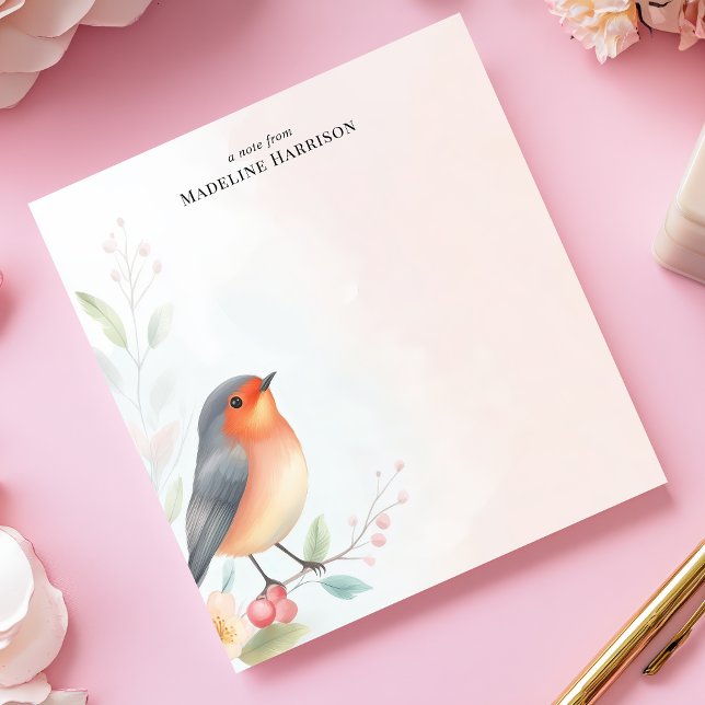 Bloco De Notas Robin Redbreast Encantador Nome Personalizado (Criador carregado)