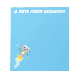 Bloco De Notas Robô bonito voando na ilustração de desenhos an