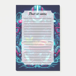 Bloco De Notas Robô Futurista Ciberpunk Neon Comida Ramen