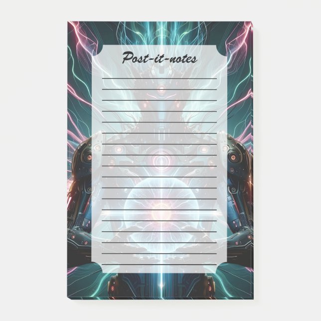 Bloco De Notas Robô Futurista Núcleo Cósmico Cyberpunk (Frente)