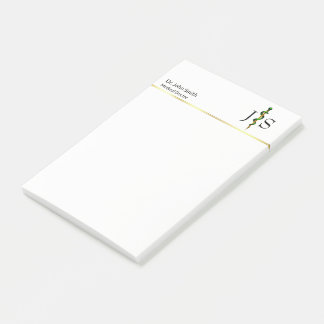 Bloco De Notas Rod Dourado de Plantas Verdes no Asclepius Médico