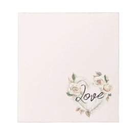 Bloco De Notas Romantic Blush Roses Feathers Heart Love
