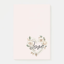 Bloco De Notas Romantic Blush Roses Feathers Heart Love