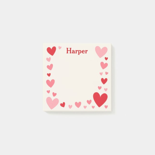 Bloco De Notas Romantic Love Sticky Notes with Personalized Name (Frente)