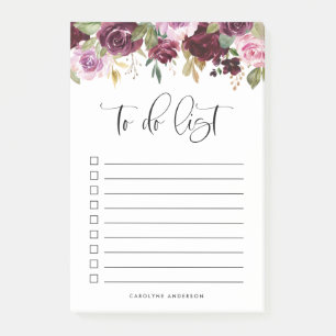 Bloco De Notas Romântica Púrpura Queda Blooms Florais Personaliza