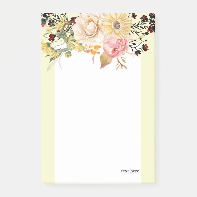 Bloco De Notas Romântico, Aquarela, Flor primavera floral (Frente)