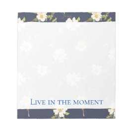 Bloco De Notas Romântico Azul Marinho Branco Floral